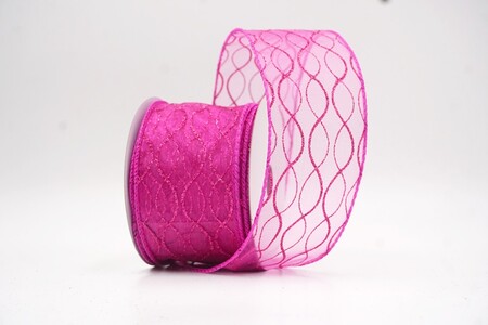 Roze glitterlint met ogee-raster en ijzerdraad_KW0472GC-40-40